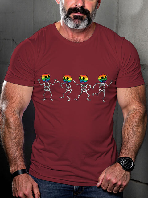 LGBT Skeleton Pride Rainbow Funny Pride Month Print Casual T-shirt
