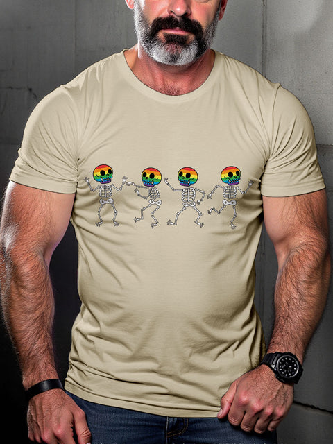 LGBT Skeleton Pride Rainbow Funny Pride Month Print Casual T-shirt