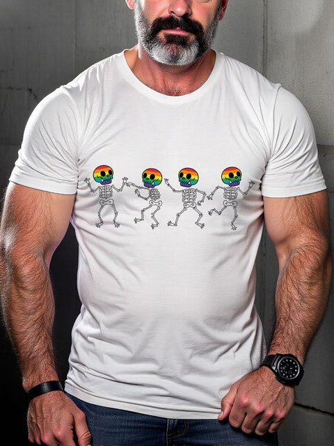 LGBT Skeleton Pride Rainbow Funny Pride Month Print Casual T-shirt
