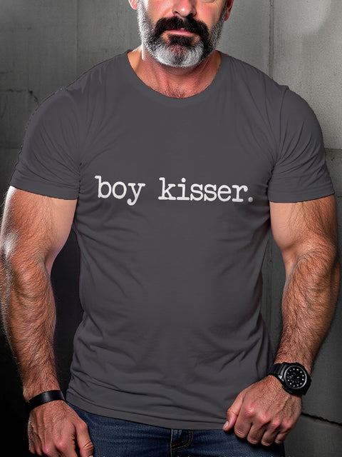 LGBT Boy Kisser Pride Funny Pride Month Print Casual T-shirt