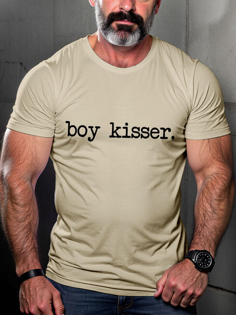LGBT Boy Kisser Pride Funny Pride Month Print Casual T-shirt
