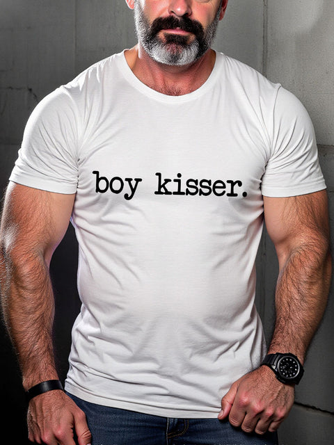 LGBT Boy Kisser Pride Funny Pride Month Print Casual T-shirt