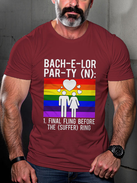 LGBT Bachelor Pride Rainbow Funny Pride Month Print Casual T-shirt