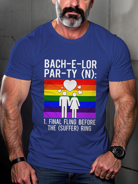 LGBT Bachelor Pride Rainbow Funny Pride Month Print Casual T-shirt