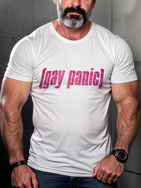 LGBT Gay Panic Pride Funny Pride Month Print Casual T-shirt