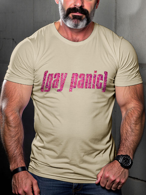 LGBT Gay Panic Pride Funny Pride Month Print Casual T-shirt
