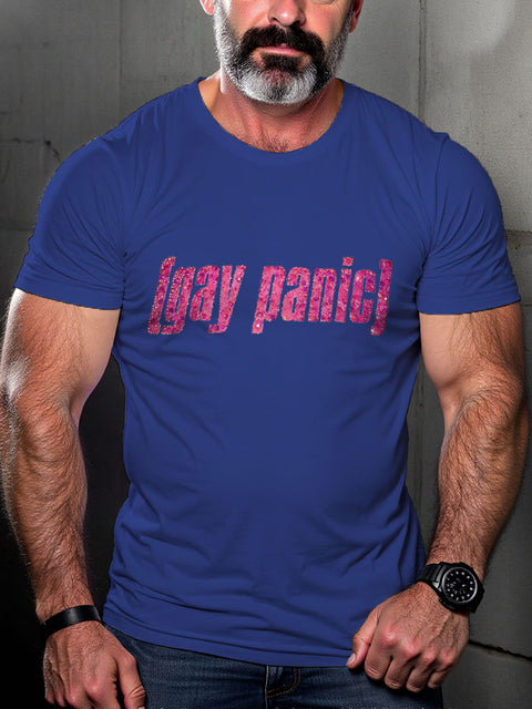 LGBT Gay Panic Pride Funny Pride Month Print Casual T-shirt