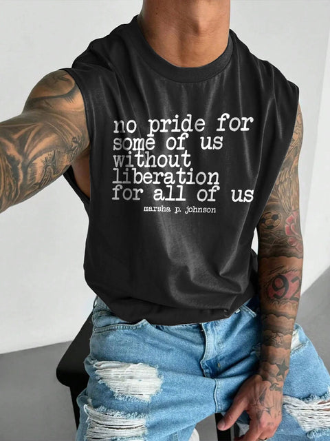 Men's LGBT Gay Pride No Pride Without Liberation Print Casual Wide Shoulder Vest