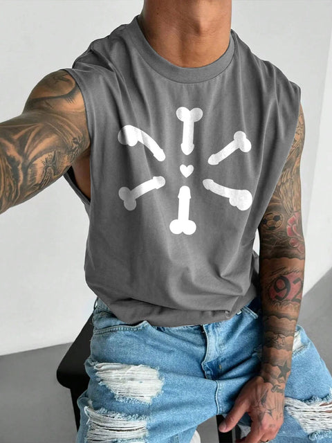 Men's LGBT Gay Pride Funny Love Dicks Print Casual Wide Shoulder Vest