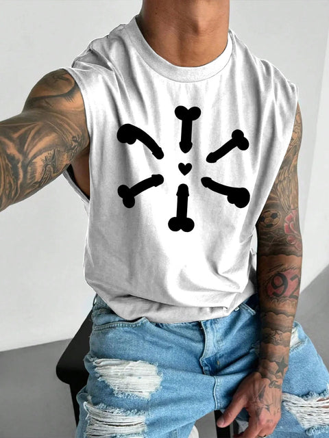 Men's LGBT Gay Pride Funny Love Dicks Print Casual Wide Shoulder Vest