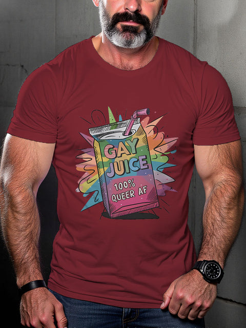 LGBT Gay Juice 100% Rainbow Pride Month Print Casual T-shirt