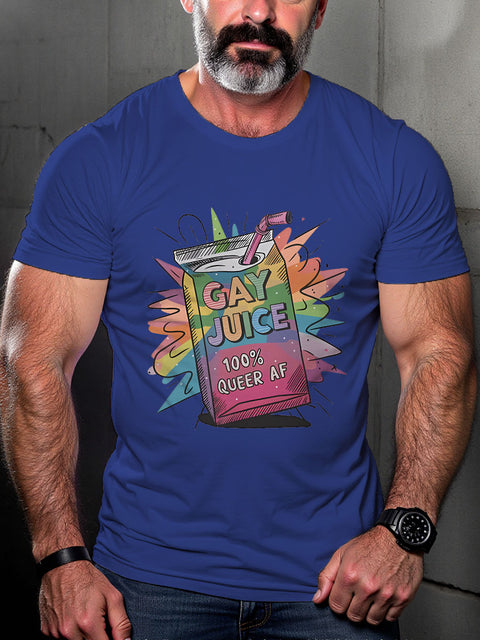 LGBT Gay Juice 100% Rainbow Pride Month Print Casual T-shirt