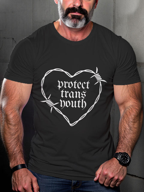 LGBT PROTECT TRANS YOUTH Pride Month Print Casual T-shirt