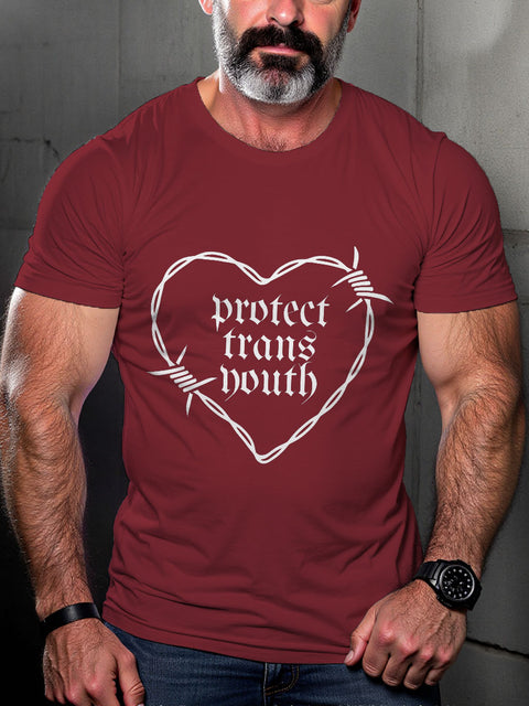 LGBT PROTECT TRANS YOUTH Pride Month Print Casual T-shirt