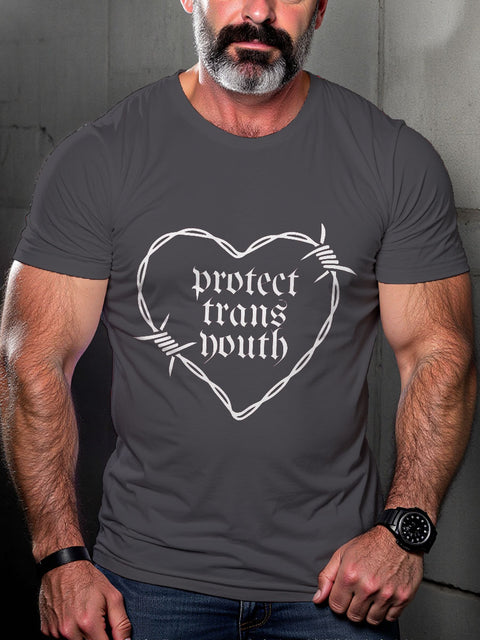 LGBT PROTECT TRANS YOUTH Pride Month Print Casual T-shirt