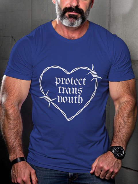 LGBT PROTECT TRANS YOUTH Pride Month Print Casual T-shirt