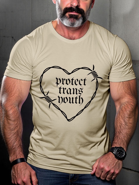 LGBT PROTECT TRANS YOUTH Pride Month Print Casual T-shirt