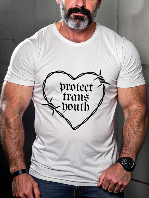 LGBT PROTECT TRANS YOUTH Pride Month Print Casual T-shirt