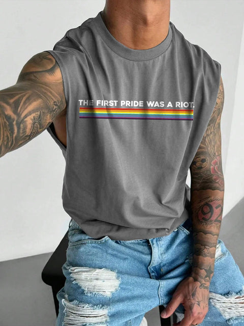 Men's LGBT The First Pride Was A Riot Funny Pride Casual Wide Shoulder Vest