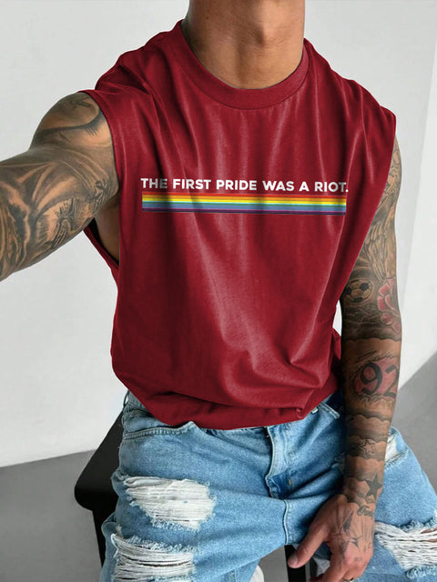 Men's LGBT The First Pride Was A Riot Funny Pride Casual Wide Shoulder Vest