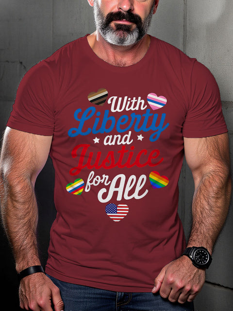 LGBT With Liberty And Justice For All Fundamental Rights Print Casual T-shirt