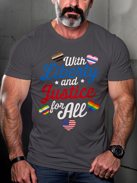 LGBT With Liberty And Justice For All Fundamental Rights Print Casual T-shirt