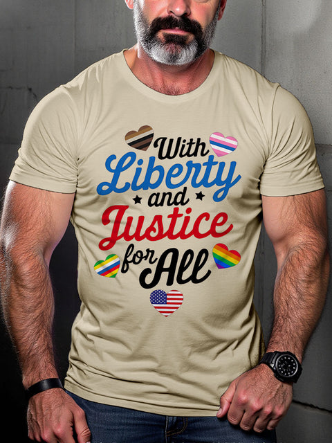 LGBT With Liberty And Justice For All Fundamental Rights Print Casual T-shirt