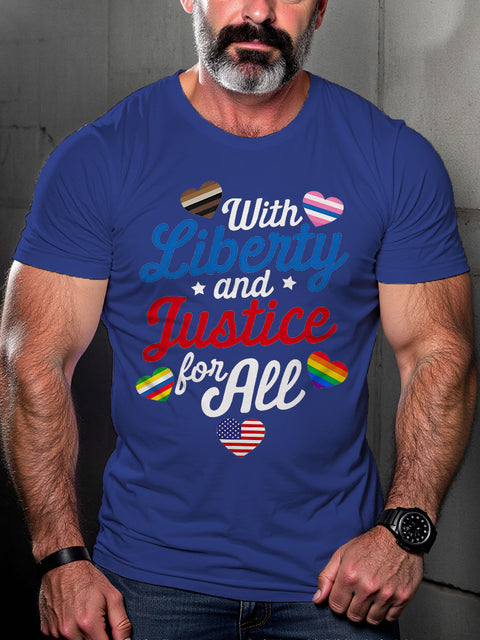 LGBT With Liberty And Justice For All Fundamental Rights Print Casual T-shirt