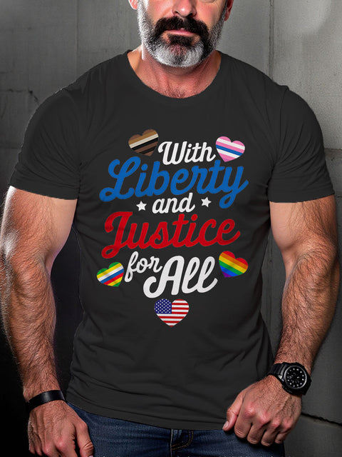 LGBT With Liberty And Justice For All Fundamental Rights Print Casual T-shirt