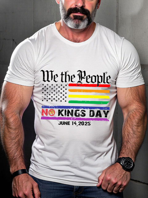 LGBT No Kings In America Protest Print Casual T-shirt