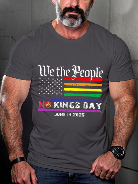 LGBT No Kings In America Protest Print Casual T-shirt