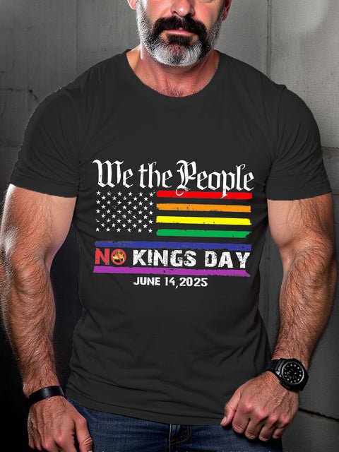 LGBT No Kings In America Protest Print Casual T-shirt