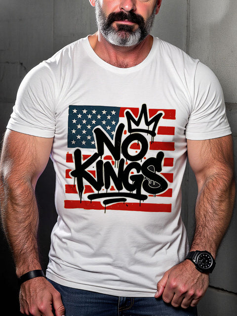 LGBT No Kings Graffiti Print Casual T-shirt