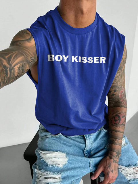 Men's LGBT Boy Kisser Gay Pride Funny Pride Casual Wide Shoulder Vest
