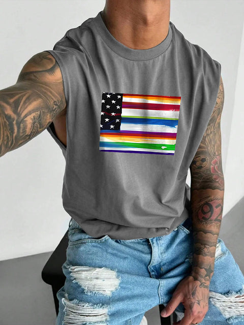 Men's LGBT American Pride Flag Subtle Pride Pride Casual Wide Shoulder Vest