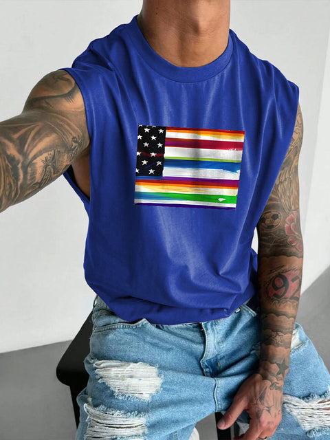 Men's LGBT American Pride Flag Subtle Pride Pride Casual Wide Shoulder Vest
