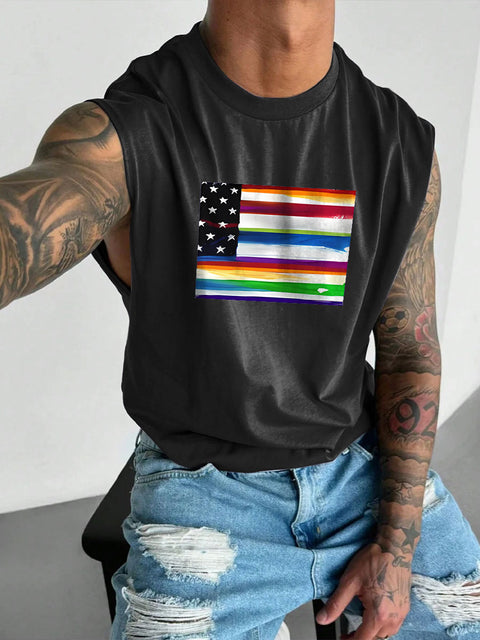 Men's LGBT American Pride Flag Subtle Pride Pride Casual Wide Shoulder Vest