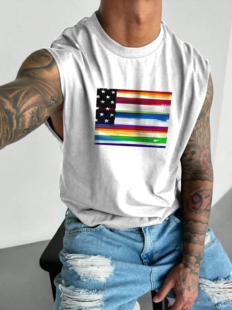 Men's LGBT American Pride Flag Subtle Pride Pride Casual Wide Shoulder Vest