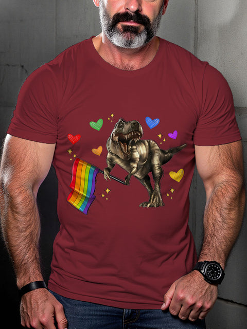 LGBT Rainbow Dinosaur Pride Print Casual T-shirt