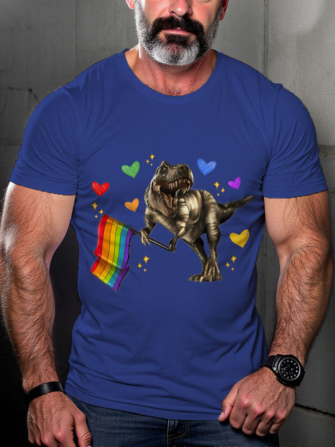 LGBT Rainbow Dinosaur Pride Print Casual T-shirt