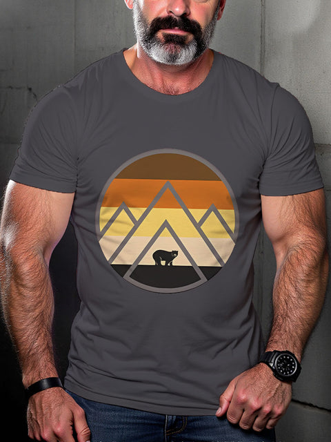 LGBT Bear Mountain Gay Bear Pride Print Casual T-shirt