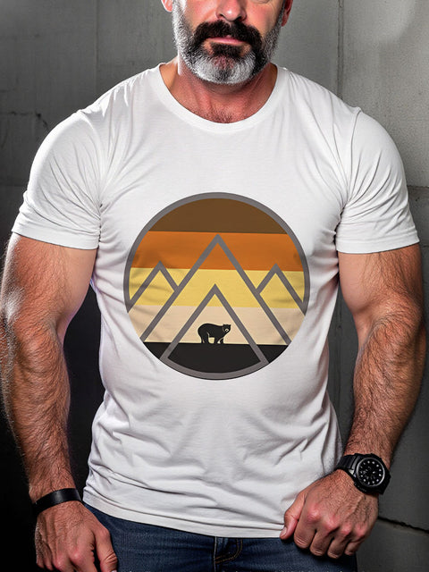 LGBT Bear Mountain Gay Bear Pride Print Casual T-shirt