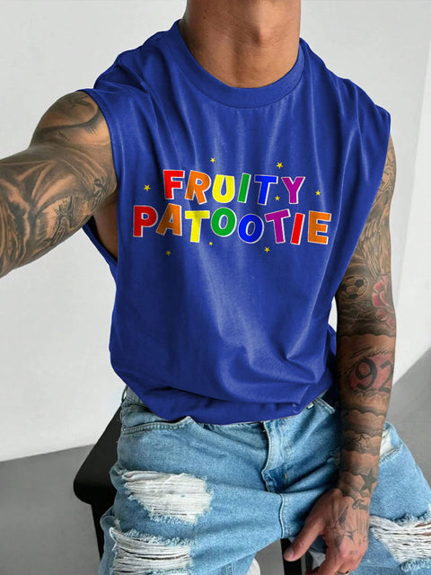 Men's LGBT Fruity Patootie Rainbow Casual Wide Shoulder Vest