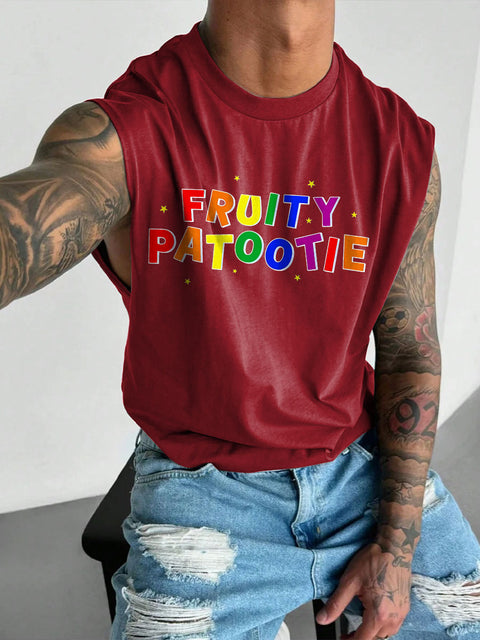 Men's LGBT Fruity Patootie Rainbow Casual Wide Shoulder Vest