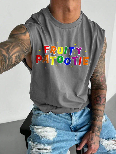 Men's LGBT Fruity Patootie Rainbow Casual Wide Shoulder Vest