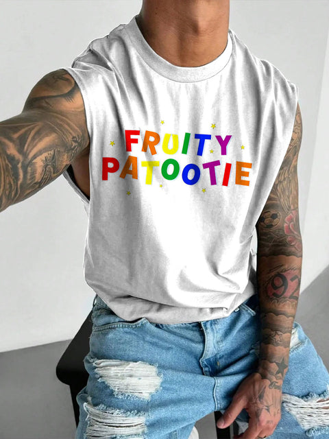 Men's LGBT Fruity Patootie Rainbow Casual Wide Shoulder Vest