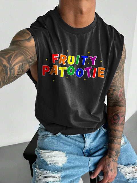Men's LGBT Fruity Patootie Rainbow Casual Wide Shoulder Vest