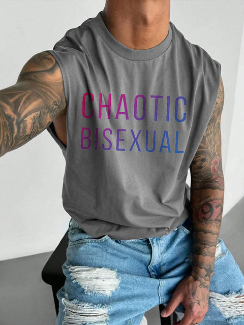 Men's LGBT Chaotic Bisexual Casual Wide Shoulder Vest