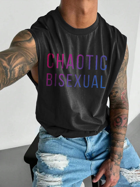 Men's LGBT Chaotic Bisexual Casual Wide Shoulder Vest