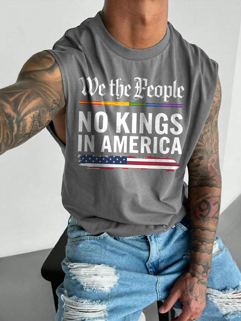 Men's We The People No Kings In America LGBT Gay Pride Casual Wide Shoulder Vest